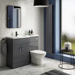 Apollo2 1100mm Gloss Grey Combination Furniture Pack (Excludes Pan + Cistern)