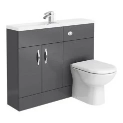 Apollo2 1100mm Gloss Grey Slimline Combination Furniture Pack (Excludes Pan + Cistern) 10 Apollo2 1100mm Gloss Grey Slimline Combination Furniture Pack (Excludes Pan + Cistern) -Cloakroom Suites Shop APS1100G n d2 460