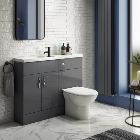 Apollo2 1100mm Gloss Grey Slimline Combination Furniture Pack (Excludes Pan + Cistern) 3 Apollo2 1100mm Gloss Grey Slimline Combination Furniture Pack (Excludes Pan + Cistern)