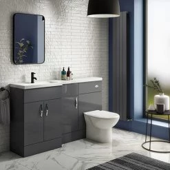Apollo2 1500mm Gloss Grey Combination Furniture Pack (Excludes Pan + Cistern)