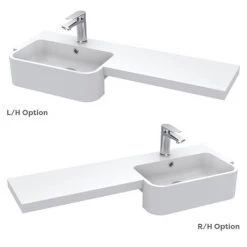 Arezzo 1000 Matt Grey Semi-Recessed Round Combination Vanity Unit (Matt Black Flush & Handles) -Cloakroom Suites Shop AZ10GMB d5 460