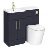 Arezzo 1000 Matt Blue Combination Furniture Pack (Brushed Brass Flush & Handles) 1 Arezzo 1000 Matt Blue Combination Furniture Pack (Brushed Brass Flush & Handles) -Cloakroom Suites Shop AZ10LBB n prod