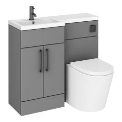 Arezzo 1000 Matt Grey Combination Furniture Pack (Matt Black Flush & Handles)