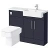 Arezzo 1100 Matt Blue Semi-Recessed Square Combination Vanity Unit (Chrome Flush & Handles) 2 Arezzo 1100 Matt Blue Semi-Recessed Square Combination Vanity Unit (Chrome Flush & Handles) -Cloakroom Suites Shop AZ11BCSH p
