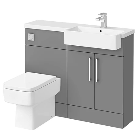 Arezzo 1100 Matt Grey Semi-Recessed Square Combination Vanity Unit (Chrome Flush & Handles) 3 Arezzo 1100 Matt Grey Semi-Recessed Square Combination Vanity Unit (Chrome Flush & Handles)