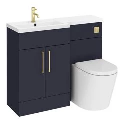Arezzo 1100 Matt Blue Combination Furniture Pack (Brushed Brass Flush & Handles)