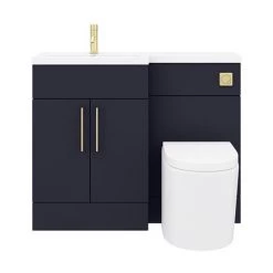 Arezzo 1100 Matt Blue Combination Furniture Pack (Brushed Brass Flush & Handles) 13 Arezzo 1100 Matt Blue Combination Furniture Pack (Brushed Brass Flush & Handles) -Cloakroom Suites Shop AZ11LBB d6 460