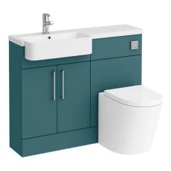 Arezzo 1100 Matt Green Semi-Recessed Round Combination Vanity Unit (Chrome Flush & Handles) 13 Arezzo 1100 Matt Green Semi-Recessed Round Combination Vanity Unit (Chrome Flush & Handles) -Cloakroom Suites Shop AZ11TGCH n d6 460