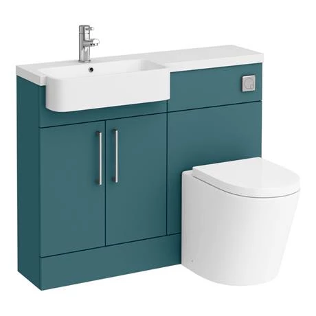 Arezzo 1100 Matt Green Semi-Recessed Round Combination Vanity Unit (Chrome Flush & Handles) 8 Arezzo 1100 Matt Green Semi-Recessed Round Combination Vanity Unit (Chrome Flush & Handles) - Image 6