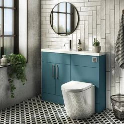 Arezzo 1100 Matt Green Slimline Combination Vanity Unit (Chrome Flush & Handles)