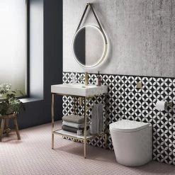 Arezzo 600 Brushed Brass Framed Washstand with Back To Wall Toilet