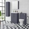 Arezzo Blue Floor Standing Vanity Unit, Tall Cabinet + Toilet Pack with Black Handles 2 Arezzo Blue Floor Standing Vanity Unit, Tall Cabinet + Toilet Pack with Black Handles -Cloakroom Suites Shop AZBBKFSP1 p
