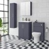 Arezzo Blue Floor Standing Vanity Unit, Tall Cabinet + Toilet Pack with Chrome Handles 2 Arezzo Blue Floor Standing Vanity Unit, Tall Cabinet + Toilet Pack with Chrome Handles -Cloakroom Suites Shop AZBCHFSP1 np