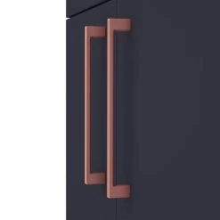 Arezzo Blue Floor Standing Vanity Unit, Tall Cabinet + Toilet Pack with Rose Gold Handles -Cloakroom Suites Shop AZBRGFSP1 d3 460