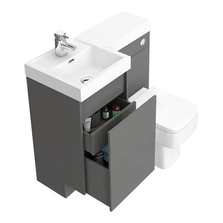 Arezzo 900mm Gloss Grey Combination Bathroom Suite Unit (inc. Cistern + Square Toilet) 4 Arezzo 900mm Gloss Grey Combination Bathroom Suite Unit (inc. Cistern + Square Toilet) - Image 2