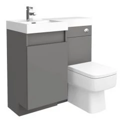 Arezzo 900mm Gloss Grey Combination Bathroom Suite Unit (inc. Cistern + Square Toilet) 10 Arezzo 900mm Gloss Grey Combination Bathroom Suite Unit (inc. Cistern + Square Toilet) -Cloakroom Suites Shop AZCBS9GRY nd2 460