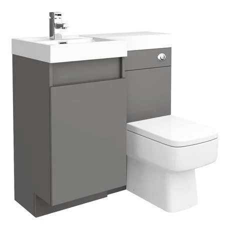 Arezzo 900mm Gloss Grey Combination Bathroom Suite Unit (inc. Cistern + Square Toilet) 5 Arezzo 900mm Gloss Grey Combination Bathroom Suite Unit (inc. Cistern + Square Toilet) - Image 3