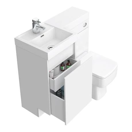 Arezzo 900mm Gloss White Combination Bathroom Suite Unit (inc. Cistern + Square Toilet) 4 Arezzo 900mm Gloss White Combination Bathroom Suite Unit (inc. Cistern + Square Toilet) - Image 2