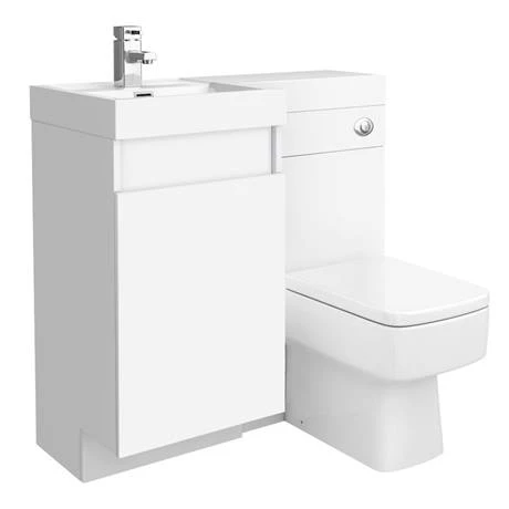Arezzo 900mm Gloss White Combination Bathroom Suite Unit (inc. Cistern + Square Toilet) 5 Arezzo 900mm Gloss White Combination Bathroom Suite Unit (inc. Cistern + Square Toilet) - Image 3