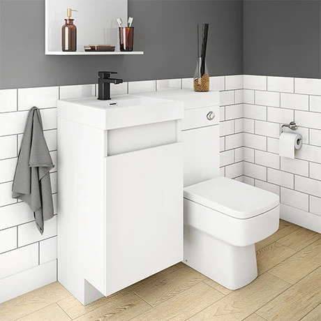 Arezzo 900mm Gloss White Combination Bathroom Suite Unit (inc. Cistern + Square Toilet) 3 Arezzo 900mm Gloss White Combination Bathroom Suite Unit (inc. Cistern + Square Toilet)