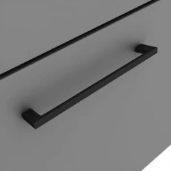 Arezzo 600 Matt Grey Wall Hung Vanity Unit with Matt Black Basin + Square Toilet -Cloakroom Suites Shop AZG6SQBK d3 460