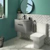 Arezzo 600 Matt Grey Wall Hung Vanity Unit with Matt Grey Basin + Square Toilet 1 Arezzo 600 Matt Grey Wall Hung Vanity Unit with Matt Grey Basin + Square Toilet -Cloakroom Suites Shop AZG6SQGY p