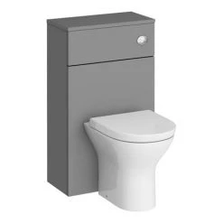Arezzo Grey Floor Standing Vanity Unit, Tall Cabinet + Toilet Pack with Black Handles -Cloakroom Suites Shop AZGBKFSP1 N D7 460