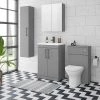 Arezzo Grey Floor Standing Vanity Unit, Tall Cabinet + Toilet Pack with Black Handles 1 Arezzo Grey Floor Standing Vanity Unit, Tall Cabinet + Toilet Pack with Black Handles -Cloakroom Suites Shop AZGBKFSP1 p
