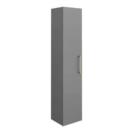 Arezzo Grey Floor Standing Vanity Unit, Tall Cabinet + Toilet Pack with Brass Handles 7 Arezzo Grey Floor Standing Vanity Unit, Tall Cabinet + Toilet Pack with Brass Handles - Image 5