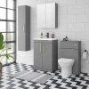 Arezzo Grey Floor Standing Vanity Unit, Tall Cabinet + Toilet Pack with Brass Handles 1 Arezzo Grey Floor Standing Vanity Unit, Tall Cabinet + Toilet Pack with Brass Handles -Cloakroom Suites Shop AZGBRFSP1 p