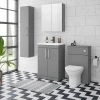Arezzo Grey Floor Standing Vanity Unit, Tall Cabinet + Toilet Pack with Chrome Handles 2 Arezzo Grey Floor Standing Vanity Unit, Tall Cabinet + Toilet Pack with Chrome Handles -Cloakroom Suites Shop AZGCHFSP1 np