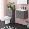 Arezzo Grey Wall Hung Sink Vanity Unit + Toilet Package with Chrome Handle 1 Arezzo Grey Wall Hung Sink Vanity Unit + Toilet Package with Chrome Handle -Cloakroom Suites Shop AZGCHWHP1 p