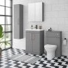 Arezzo Grey Floor Standing Vanity Unit, Tall Cabinet + Toilet Pack with Rose Gold Handles 1 Arezzo Grey Floor Standing Vanity Unit, Tall Cabinet + Toilet Pack with Rose Gold Handles -Cloakroom Suites Shop AZGRGFSP1 p