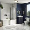 Arezzo L-Shaped Shower Bath Suite - 1700mm with Blue Vanity Unit + Square Toilet 1 Arezzo L-Shaped Shower Bath Suite - 1700mm with Blue Vanity Unit + Square Toilet -Cloakroom Suites Shop AZLBSBB p