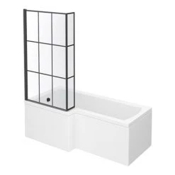 Arezzo L-Shaped Shower Bath Suite - 1700mm with Grey Vanity Unit + Square Toilet 10 Arezzo L-Shaped Shower Bath Suite - 1700mm with Grey Vanity Unit + Square Toilet -Cloakroom Suites Shop AZLBSG d2 460