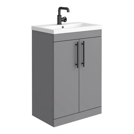 Arezzo Matt Black 900mm Quadrant Shower Suite with Matt Grey Vanity Unit + Modern Round Toilet 6 Arezzo Matt Black 900mm Quadrant Shower Suite with Matt Grey Vanity Unit + Modern Round Toilet - Image 4