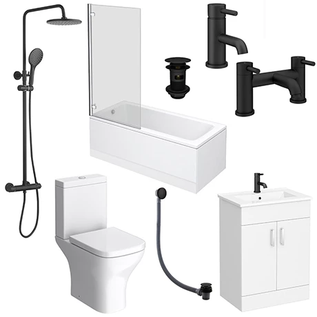 Arezzo Matt Black Complete Modern Bathroom Package 3 Arezzo Matt Black Complete Modern Bathroom Package