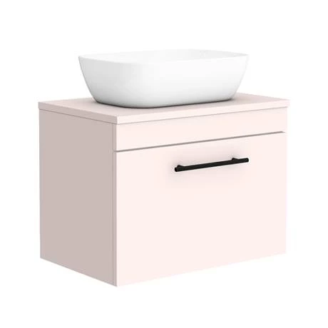 Arezzo Wall Hung Countertop Basin Unit with Toilet - Pink with Industrial Style Black Handle 4 Arezzo Wall Hung Countertop Basin Unit with Toilet - Pink with Industrial Style Black Handle - Image 2