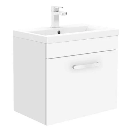 Brooklyn Bathroom Suite - Gloss White with Chrome Handle - 500mm Wall Hung Vanity & Toilet 4 Brooklyn Bathroom Suite - Gloss White with Chrome Handle - 500mm Wall Hung Vanity & Toilet - Image 2