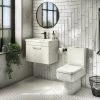 Brooklyn Bathroom Suite - Gloss White with Chrome Handle - 500mm Wall Hung Vanity & Toilet -Cloakroom Suites Shop B5WHGWCC p