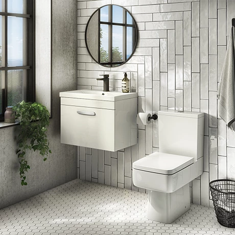 Brooklyn Bathroom Suite - Gloss White with Chrome Handle - 500mm Wall Hung Vanity & Toilet 3 Brooklyn Bathroom Suite - Gloss White with Chrome Handle - 500mm Wall Hung Vanity & Toilet