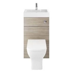 Brooklyn 500mm Driftwood 2-In-1 Combined Wash Basin & Toilet -Cloakroom Suites Shop BCOMDRI detail1 460