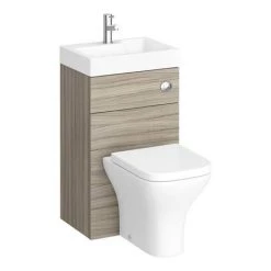 Brooklyn 500mm Driftwood 2-In-1 Combined Wash Basin & Toilet -Cloakroom Suites Shop BCOMDRI detail2 460