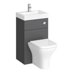 Brooklyn 500mm Gloss Grey 2-In-1 Combined Wash Basin & Toilet 11 Brooklyn 500mm Gloss Grey 2-In-1 Combined Wash Basin & Toilet -Cloakroom Suites Shop BCOMGG detail4 460