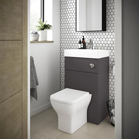 Brooklyn 500mm Gloss Grey 2-In-1 Combined Wash Basin & Toilet 3 Brooklyn 500mm Gloss Grey 2-In-1 Combined Wash Basin & Toilet