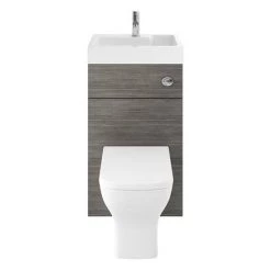 Brooklyn 500mm Grey Avola 2-In-1 Combined Wash Basin & Toilet -Cloakroom Suites Shop BCOMGRY d1 460
