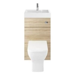 Brooklyn 500mm Natural Oak 2-In-1 Combined Wash Basin & Toilet 10 Brooklyn 500mm Natural Oak 2-In-1 Combined Wash Basin & Toilet -Cloakroom Suites Shop BCOMOAK detail1 460