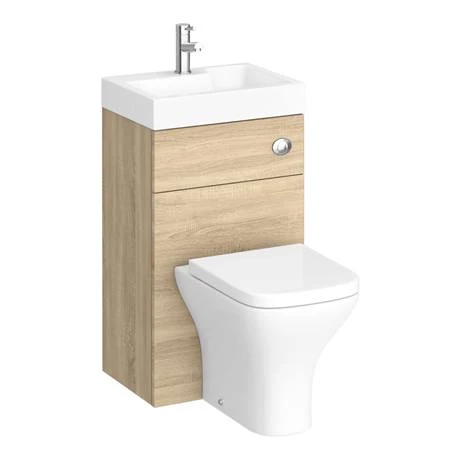 Brooklyn 500mm Natural Oak 2-In-1 Combined Wash Basin & Toilet 7 Brooklyn 500mm Natural Oak 2-In-1 Combined Wash Basin & Toilet - Image 5