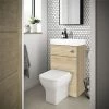 Brooklyn 500mm Natural Oak 2-In-1 Combined Wash Basin & Toilet -Cloakroom Suites Shop BCOMOAK p1