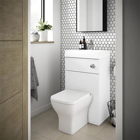 Brooklyn 500mm White Gloss 2-In-1 Combined Wash Basin & Toilet 3 Brooklyn 500mm White Gloss 2-In-1 Combined Wash Basin & Toilet
